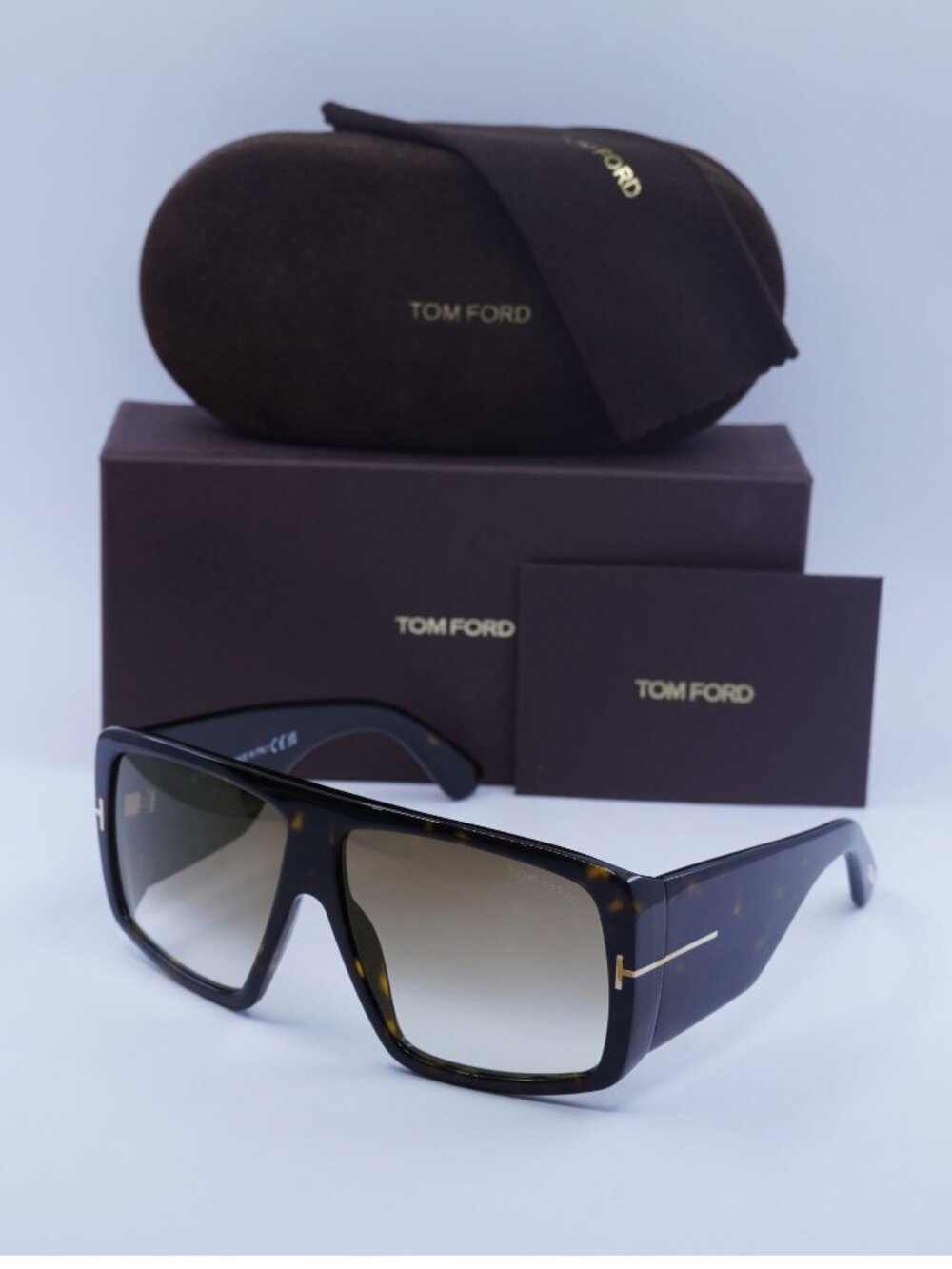 Tom Ford Raven FT1036 52F Aviator Sunglasses - Dark Havana \ Brown Gradient